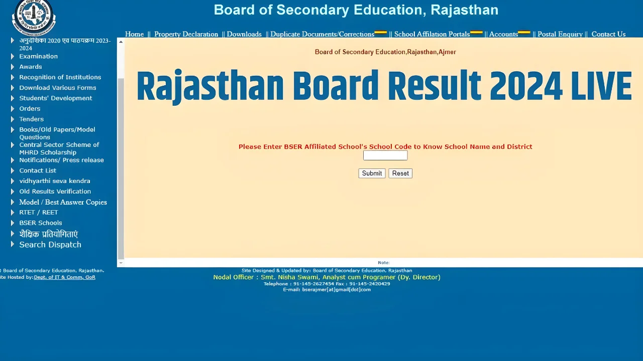 Rajasthan Board Result 2024 live